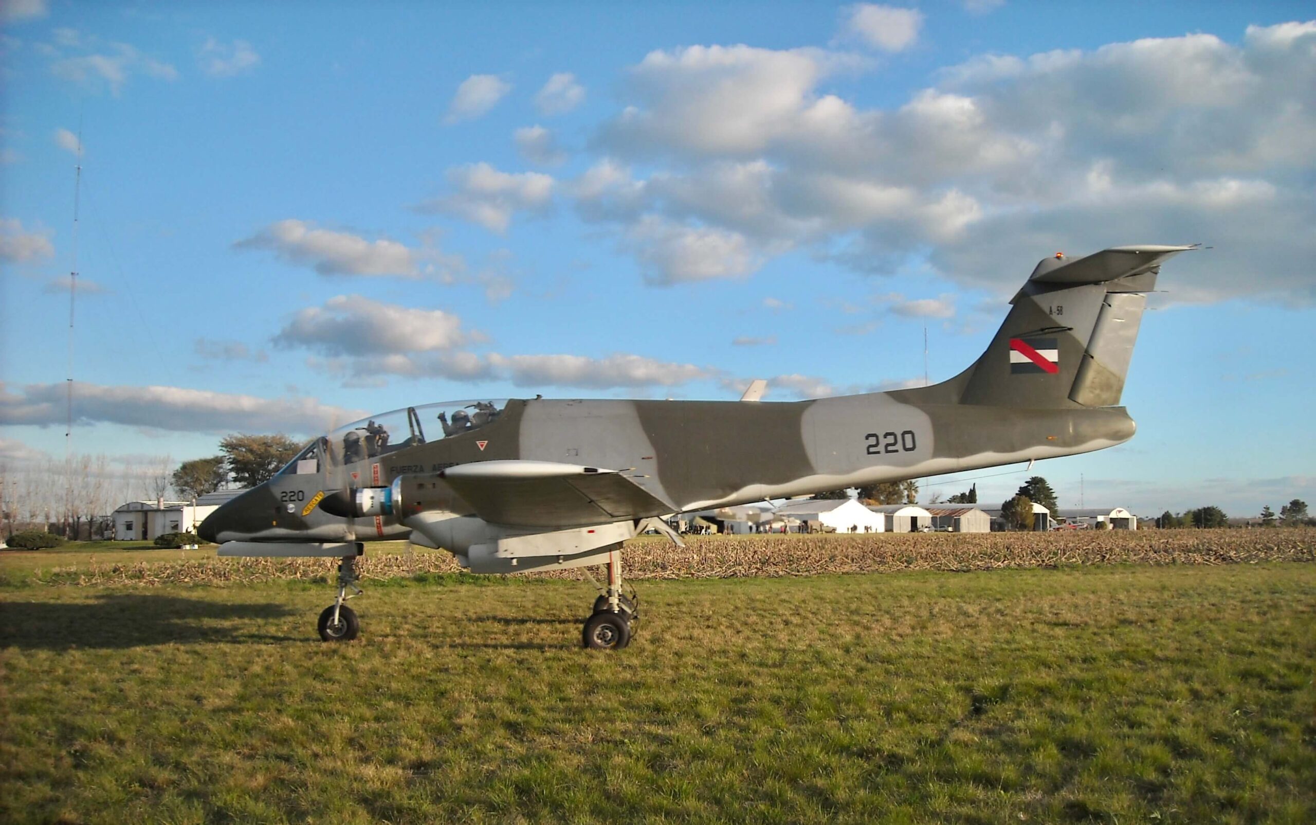 Uruguayan Air Force Pucara operating out of an unprepared field