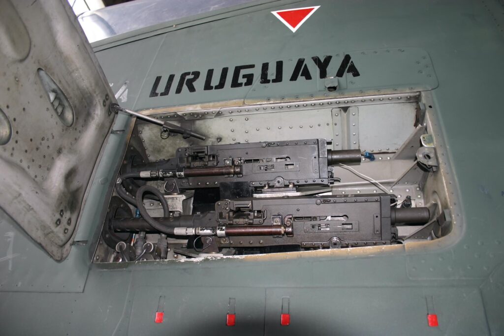 The Two Browning M2 7.62 mm machine guns are fitted at either side of the fuselage. Fitted to a FMA IA-58A Pucará(Copyright Ernesto Blanco Calcagno/airpressman.com)