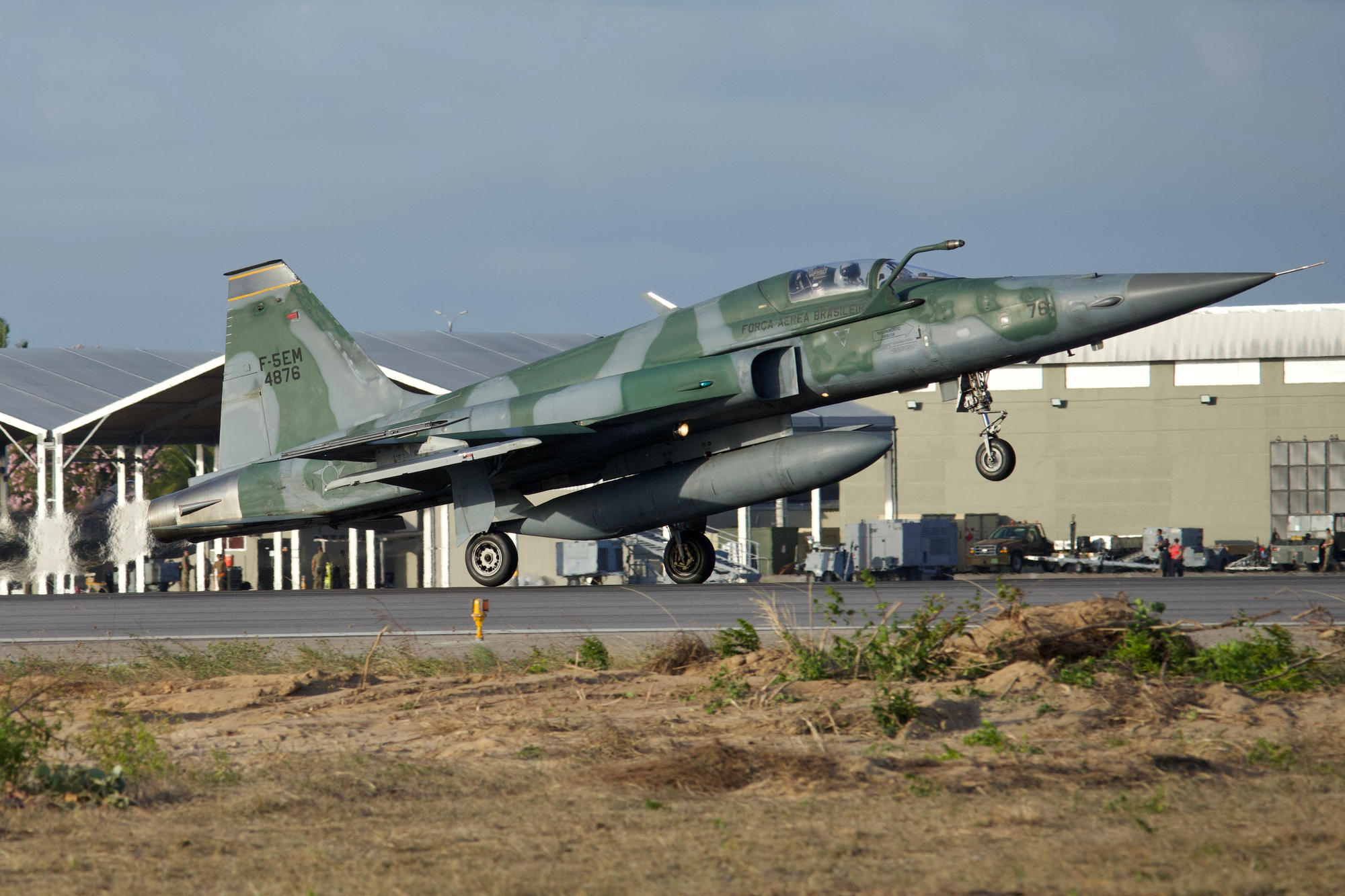 F-5EM (4878) rotates at BANT. The aircraft serves alongside the 1° GAVCA  "Jambock Squadron" (1° Grupo de Aviação de Caza/1st. Air Squadron Group) based at Santa Cruz Air Base, Rio de Janeiro State.