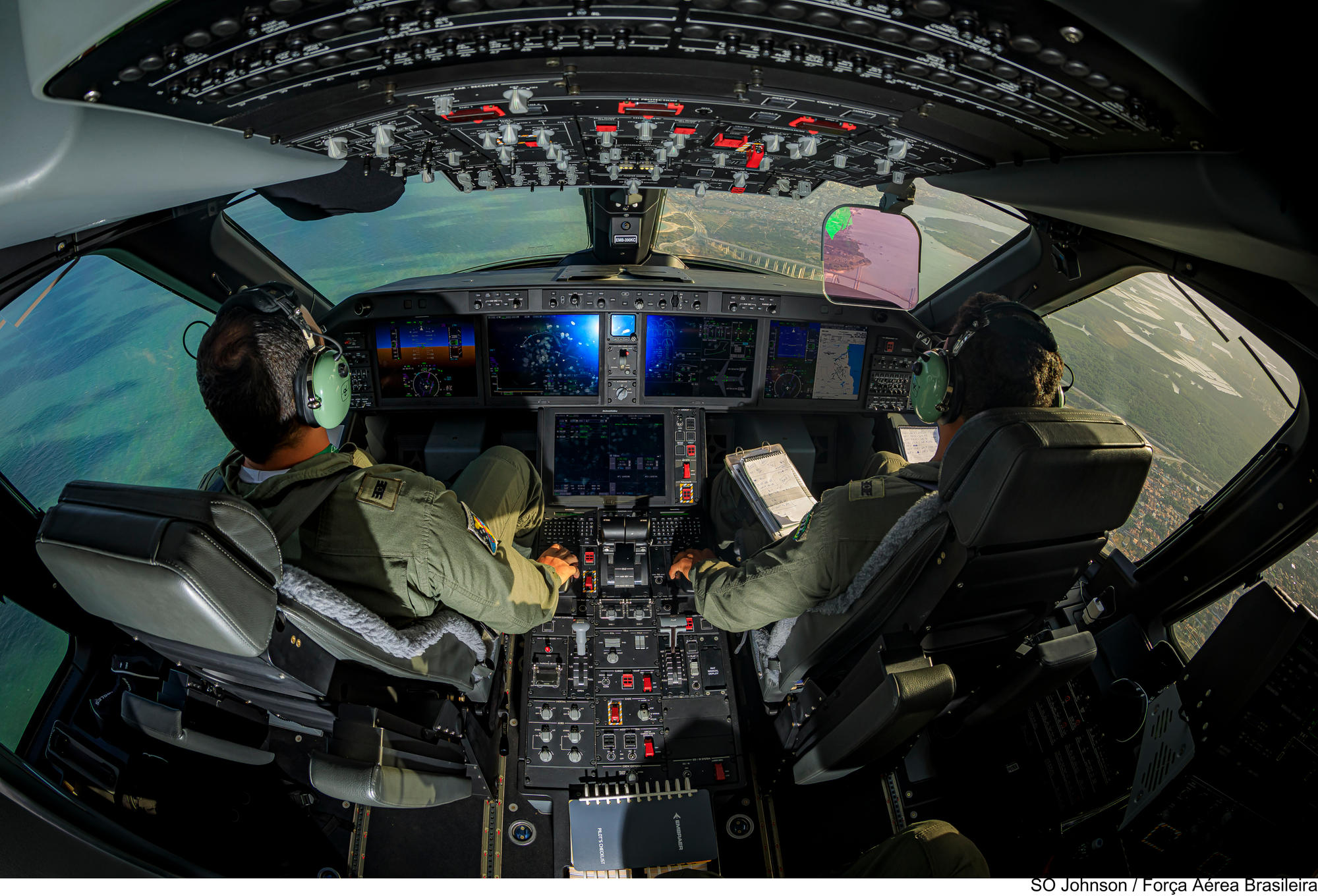 Cockpit view of the multirol Embraer KC-390 Millenium.